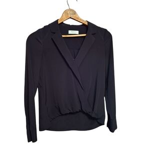 Bailey 44 Sloane Faux Wrap Gathered Long Sleeved Pullover Blouse XS Capsule